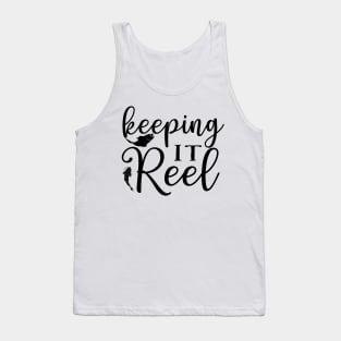 Wishing I Was Fishing - Less Talk More Fishing - Gift For Fishing Lovers, Fisherman - Black And White Simple Font Tank Top